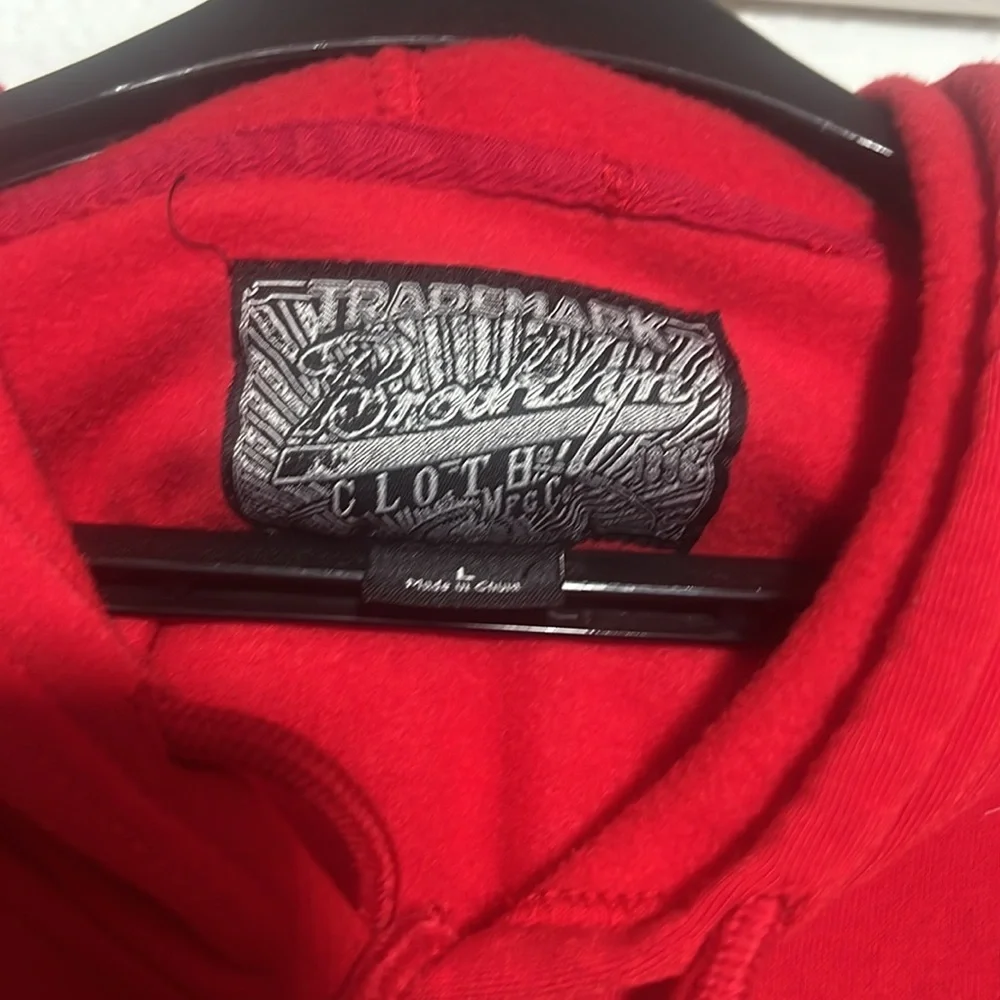 Brooklyn cloth - Trippy Red Hoodie with Yellow Graphics - Picture 4 of 5